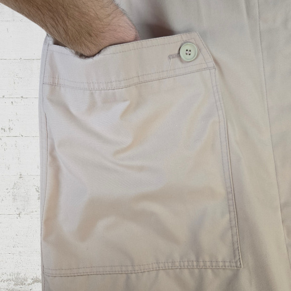 70s Vintage Pink Utility USA Union Made Button London Fog Trench Coat Size 12P - Picture 3 of 10